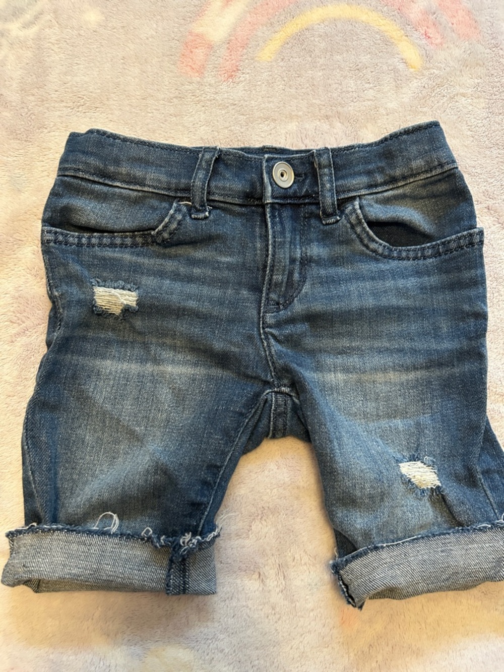 The Children's Place Dark Blue Distressed Denim Cuffed Shorts